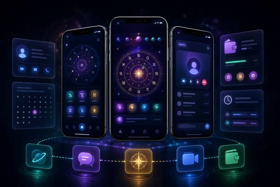 Astrology app development dashboard preview
