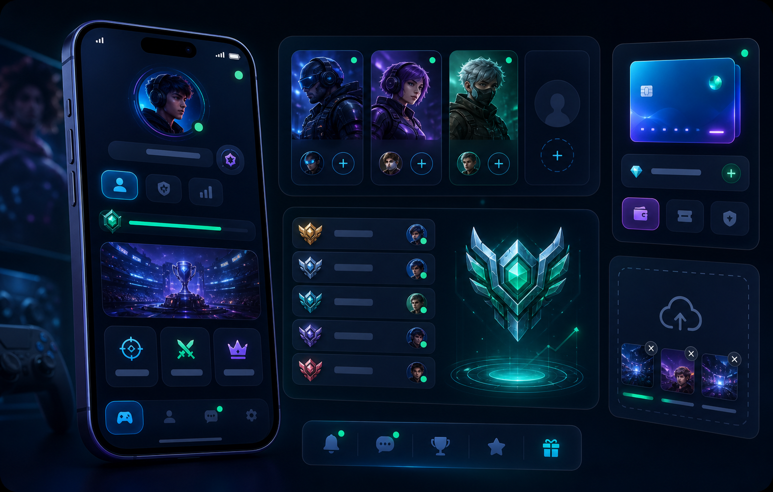 Esports player profile and ranking app interface