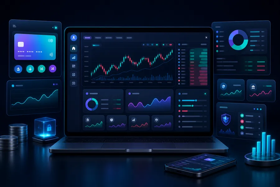 Fintech trading platform and wallet dashboard preview